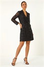 Black Sequin Lace Blazer Dress, Image 3 of 7