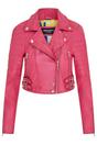 Fuchsia Infinity Leather Fuchsia Cropped Brando Leather Biker Jacket, Image 2 of 7