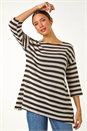 Black Crochet Knit Stripe Tunic Top, Image 4 of 5