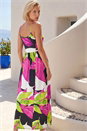 Pink Leaf Print Wrap Front Dress, Image 3 of 4
