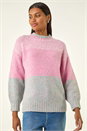Light Pink Colour Block Knit Jumper, Image 2 of 5
