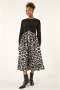Grey Animal Print Twist Front Midi Dress, Image 2 of 5