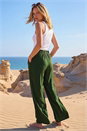 Khaki Crepe Elasticated Waist Trouser, Image 3 of 4