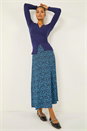 Mid Navy Linear Spot Stretch Midi Skirt, Image 3 of 5