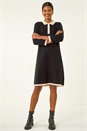 Black Button Detail Knitted Dress, Image 2 of 5