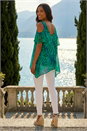 Teal Leaf Print Cold Shoulder Top, Image 3 of 4