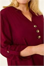 Wine Curve Textured Buttoned Tunic Top, Image 5 of 5