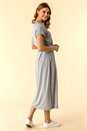 Light Grey Belted Jersey Midi T-Shirt Dress, Image 2 of 4