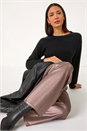 Bronze Metallic Coated Wide Leg Cropped Trouser, Image 1 of 5