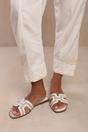 White 'Maldives' Cut Out Strap Flat Sandals, Image 1 of 2
