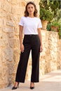 Black Petite Stripe Bengaline Stretch Trouser, Image 1 of 4