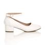 White AJVANI White Low Block Heel Ankle Strap Court Shoes, Image 2 of 6