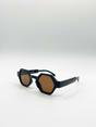 Black Round Hexagon Sunglasses, Image 3 of 6