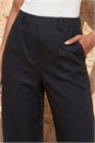 Black Linen Blend Wide Leg Trousers, Image 4 of 4