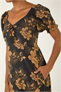 Amber Floral Print Ruched Midi Dress, Image 5 of 5