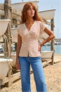 Pink Floral Ditsy Print Lace Trim Top, Image 3 of 4