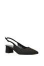Black 'Devon' Court Shoe Block Heels With Slingback, Image 2 of 5