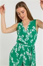 Green Petite Floral Belted Wrap Jumpsuit, Image 4 of 5