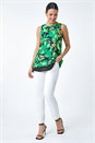 Green Floral Print V-Neck Double Layer Vest Top, Image 3 of 5