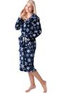 Blue Camille Lingerie Blue Supersoft Fleece Hooded Calf Length Bathrobe, Image 4 of 6