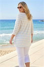 Blue Curve Stripe Print Tunic Top, Image 3 of 4