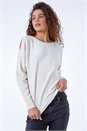 Ivory  Cold Shoulder Button Detail Jumper, Image 2 of 4