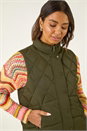 Khaki Diamond Padded Button Gilet , Image 5 of 7
