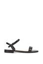 Black XY LONDON Black 'Hallie' Open Toe Flat Strappy Sandals With Ankle Strap, Image 1 of 5
