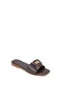 Brown 'Juliette' Square Toe Slider Sandals With Foldover Buckle, Image 2 of 6