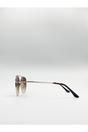 Gold Double Bridge Metal Sunglasses, Image 3 of 4