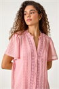 Light Pink Textured Spot Lace Trim Blouse, Image 1 of 5