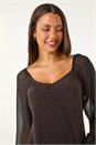 Black Sparkly Chiffon Sleeve Top, Image 2 of 5