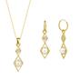 Gold Sterling Silver Rhombus 3D Pearl Necklace and Earring Set, Image 1 of 8