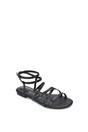 Black XY LONDON Black Flat Gladiator Strappy Sandals With Open Toe, Image 2 of 6