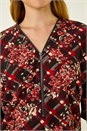 Wine Textured Floral Print Stretch Top, Image 5 of 5