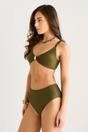 Olive Olive Textured Hardware Detail Bikini Top, Image 4 of 4