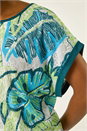Blue Leaf Print Lace Jersey Top, Image 5 of 5
