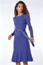 Royal Blue Belted Knitted Midi Dress, Image 1 of 5