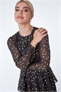 Black Tiered Metallic Spot Print Maxi Dress, Image 5 of 5
