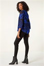 Royal Blue Abstract Print Textured Top, Image 3 of 5