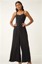 Black Pleated Strappy Jumpsuit, Image 1 of 5
