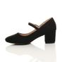 Black AJVANI Black Mid Block Heel Mary Jane Court Shoes, Image 3 of 6