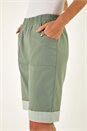 Khaki Bengaline Turn Up Stripe Shorts, Image 5 of 5