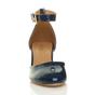 Navy Blue AJVANI Navy Blue Mid Block Heel Ankle Strap 2 Part Heels, Image 6 of 6