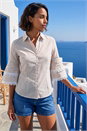 Beige Dusk Stripe Frill Blouse, Image 1 of 4