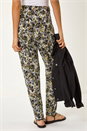 Black Abstract Print Harem Straight Trousers, Image 3 of 5