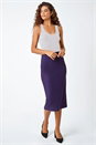 Purple Textured Pencil Midi Stretch Skirt, Image 2 of 5