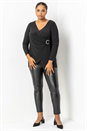 Black Curve Wrap Diamante Buckle Top, Image 4 of 4