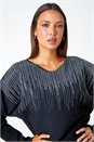 Black Sparkle Embellished V-Neck Knit Jumper, Image 4 of 5