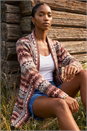 Burgundy Petite Aztec Longline Cardigan, Image 2 of 4